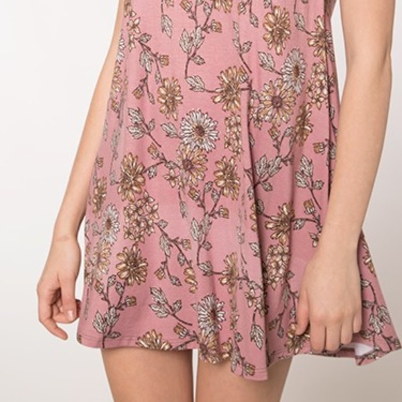 ☺ Boho Floral Print Lattice Cut Out Swing Dress - Picture 4 of 5